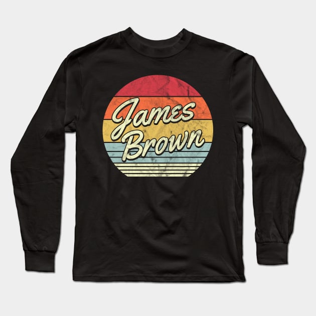 James Brown Retro 70s Style Sunset Long Sleeve T-Shirt by Horton Cyborgrobot